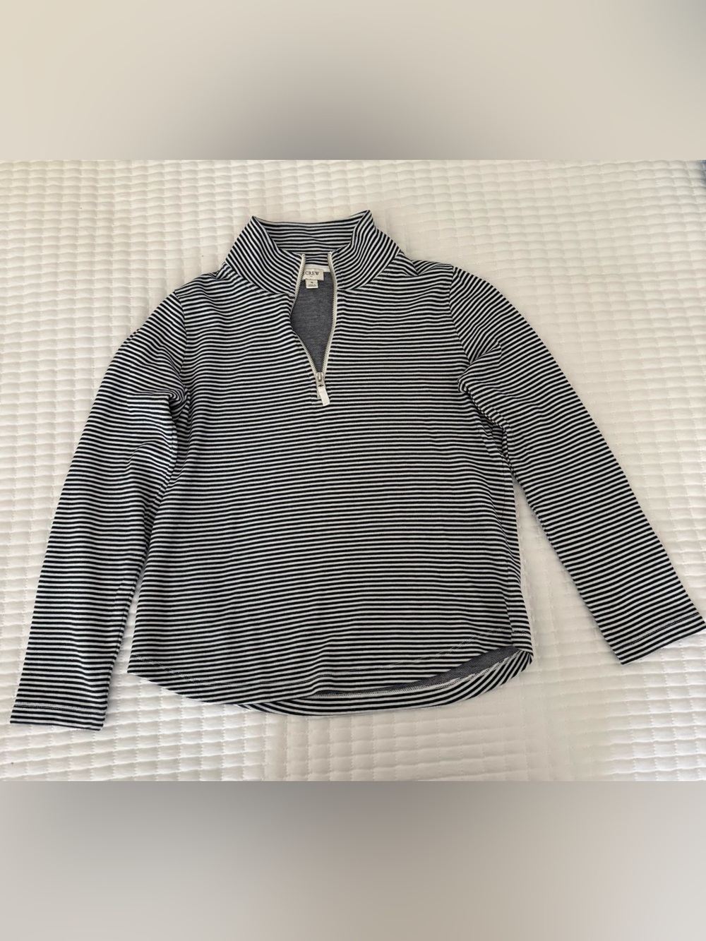J. Crew Striped Half-Zip Turtleneck Sweater - Navy & White